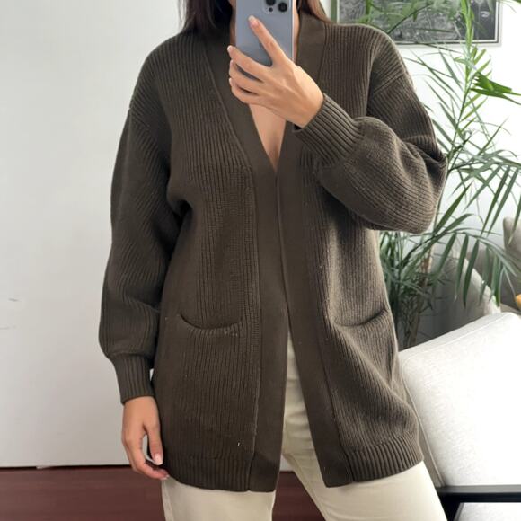 aritzia wilfred free unwind cardigan khaki green size M - Picture 1 of 7